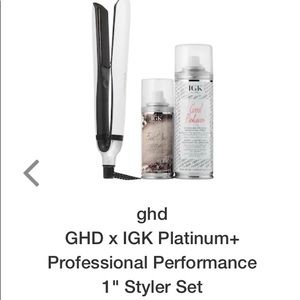 BNIB GHD x IGK hair straightener set.